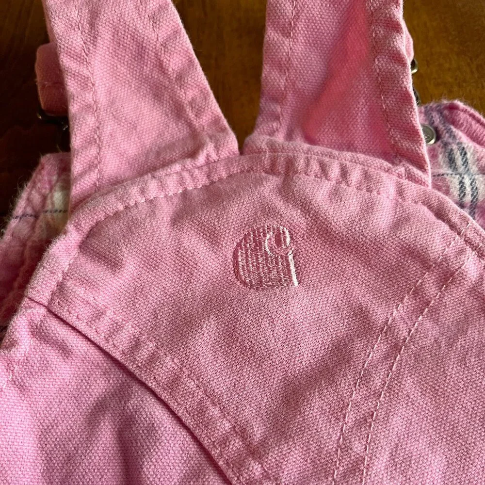 Carhartt pink flannel-lined overalls 24m